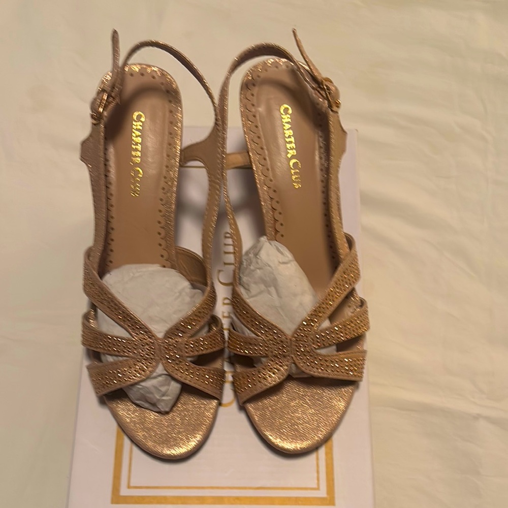 Charter Club Women's Glittering Gold Sandals Size 8M